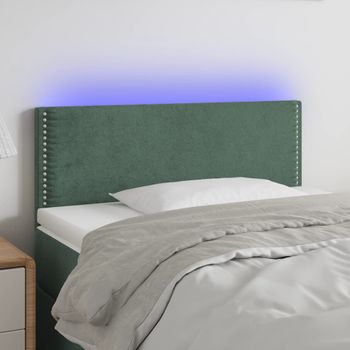 Cabecero Cama | Panel De Cabecera Con Led De Terciopelo Verde Oscuro 100x5x78/88 Cm Cfw313837