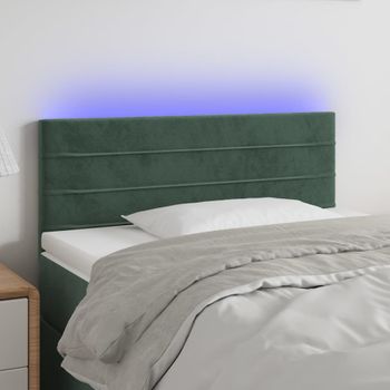 Cabecero Cama | Panel De Cabecera Con Led De Terciopelo Verde Oscuro 100x5x78/88 Cm Cfw852067