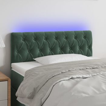 Cabecero Cama | Panel De Cabecera Con Led De Terciopelo Verde Oscuro 100x7x78/88 Cm Cfw322711