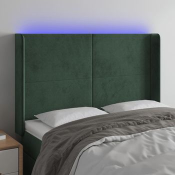 Cabecero Cama | Panel De Cabecera Con Led De Terciopelo Verde Oscuro 147x16x118/128 Cm Cfw843637