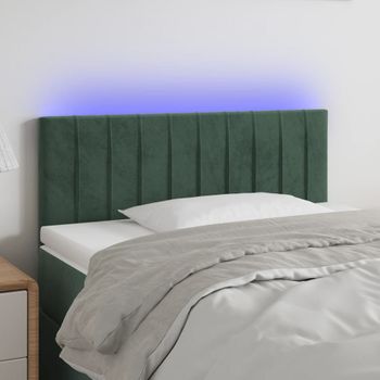 Cabecero Cama | Panel De Cabecera Con Led De Terciopelo Verde Oscuro 90x5x78/88 Cm Cfw293477