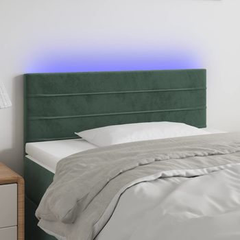 Cabecero Cama | Panel De Cabecera Con Led De Terciopelo Verde Oscuro 90x5x78/88 Cm Cfw390756