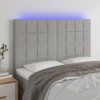 Cabecero Cama | Panel De Cabecera Con Luces Led Tela Gris Claro 144x5x118/128 Cm Cfw237078