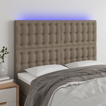 Cabecero Cama | Panel De Cabecera Con Luces Led Tela Gris Taupe 144x5x118/128 Cm Cfw289498