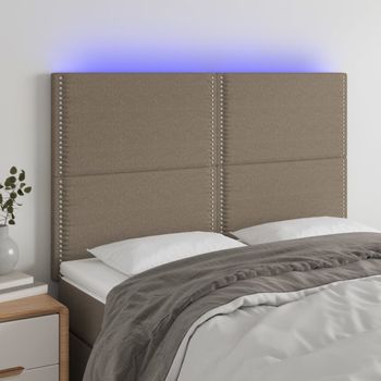 Cabecero Cama | Panel De Cabecera Con Luces Led Tela Gris Taupe 144x5x118/128 Cm Cfw137222