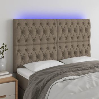 Cabecero Cama | Panel De Cabecera Con Luces Led Tela Gris Taupe 144x7x118/128 Cm Cfw707571