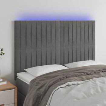 Cabecero Cama | Panel De Cabecera Con Luces Led Terciopelo Gris Claro 144x5x118/128 Cm Cfw425140