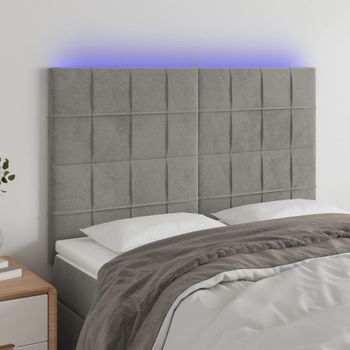 Cabecero Cama | Panel De Cabecera Con Luces Led Terciopelo Gris Claro 144x5x118/128 Cm Cfw432616