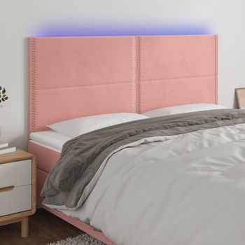 Cabecero Cama | Panel De Cabecera Con Luces Led Terciopelo Rosa 160x5x118/128 Cm Cfw329395