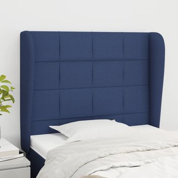 Cabecero Cama | Panel De Cabecera Con Orejas De Tela Azul 83x23x118/128 Cm Cfw929953