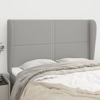 Cabecero Cama | Panel De Cabecera Con Orejas De Tela Gris Claro 147x23x118/128 Cm Cfw624146