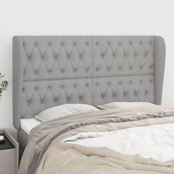 Cabecero Cama | Panel De Cabecera Con Orejas De Tela Gris Claro 147x23x118/128 Cm Cfw619374