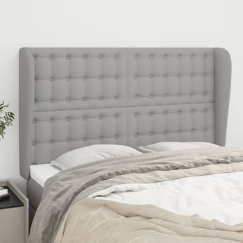 Cabecero Cama | Panel De Cabecera Con Orejas De Tela Gris Claro 147x23x118/128 Cm Cfw638116