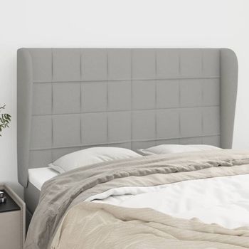 Cabecero Cama | Panel De Cabecera Con Orejas De Tela Gris Claro 147x23x118/128 Cm Cfw524248