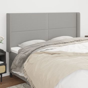 Cabecero Cama | Panel De Cabecera Con Orejas De Tela Gris Claro 163x16x118/128 Cm Cfw604052