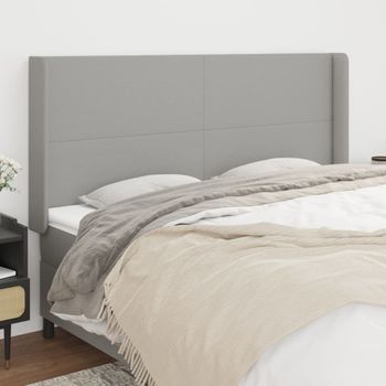 Cabecero Cama | Panel De Cabecera Con Orejas De Tela Gris Claro 163x16x118/128 Cm Cfw553519