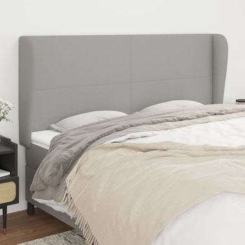 Cabecero Cama | Panel De Cabecera Con Orejas De Tela Gris Claro 163x23x118/128 Cm Cfw721532