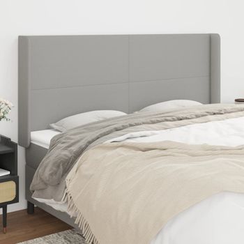 Cabecero Cama | Panel De Cabecera Con Orejas De Tela Gris Claro 183x16x118/128 Cm Cfw383873