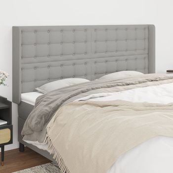 Cabecero Cama | Panel De Cabecera Con Orejas De Tela Gris Claro 183x16x118/128 Cm Cfw519996