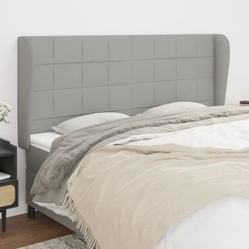 Cabecero Cama | Panel De Cabecera Con Orejas De Tela Gris Claro 183x23x118/128 Cm Cfw720195