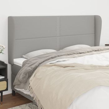 Cabecero Cama | Panel De Cabecera Con Orejas De Tela Gris Claro 183x23x118/128 Cm Cfw850521