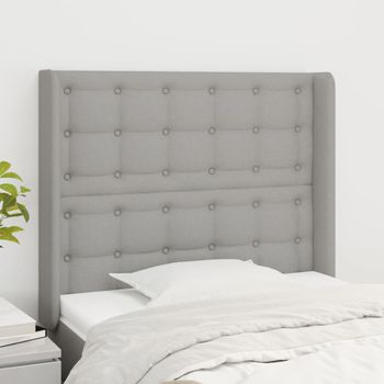 Cabecero Cama | Panel De Cabecera Con Orejas De Tela Gris Claro 83x16x118/128 Cm Cfw362530