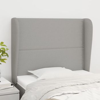 Cabecero Cama | Panel De Cabecera Con Orejas De Tela Gris Claro 83x23x118/128 Cm Cfw705834