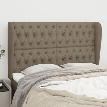 Cabecero Cama | Panel De Cabecera Con Orejas De Tela Gris Taupe 147x23x118/128 Cm Cfw352160