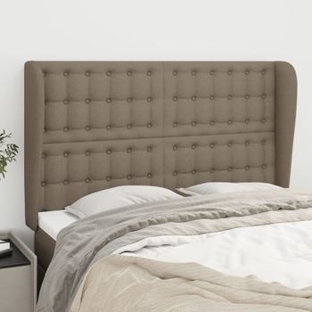 Cabecero Cama | Panel De Cabecera Con Orejas De Tela Gris Taupe 147x23x118/128 Cm Cfw421261