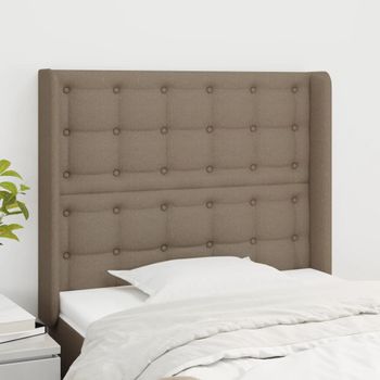 Cabecero Cama | Panel De Cabecera Con Orejas De Tela Gris Taupe 83x16x118/128 Cm Cfw629755