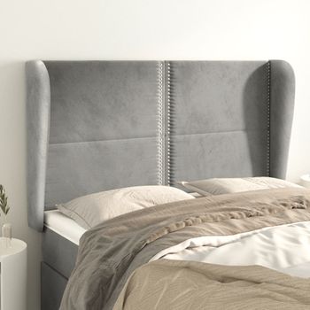 Cabecero Cama | Panel De Cabecera Con Orejas De Terciopelo Gris Claro 147x23x118/128 Cm Cfw174022