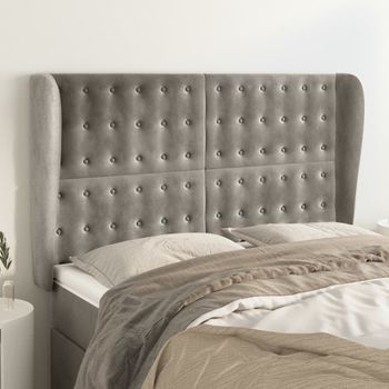 Cabecero Cama | Panel De Cabecera Con Orejas De Terciopelo Gris Claro 147x23x118/128 Cm Cfw453239