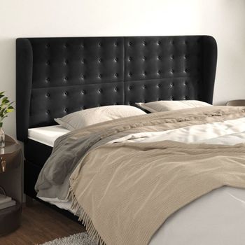 Cabecero Cama | Panel De Cabecera Con Orejas De Terciopelo Gris Claro 183x23x118/128 Cm Cfw454981