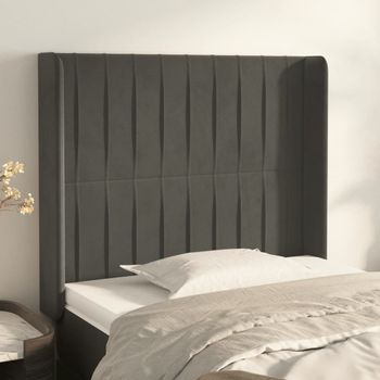 Cabecero Cama | Panel De Cabecera Con Orejas De Terciopelo Gris Oscuro 83x16x118/128 Cm Cfw150224