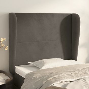 Cabecero Cama | Panel De Cabecera Con Orejas De Terciopelo Gris Oscuro 83x23x118/128 Cm Cfw802978