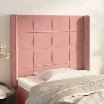 Cabecero Cama | Panel De Cabecera Con Orejas De Terciopelo Rosa 103x16x118/128 Cm Cfw564180