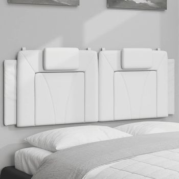 Cabecero De Cama | Panel De Cabecera | Decoración De Pared Acolchado Cuero Sintético Blanco 120 Cm Cfw201857