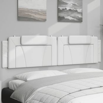 Cabecero De Cama | Panel De Cabecera | Decoración De Pared Acolchado Cuero Sintético Blanco 200 Cm Cfw298221