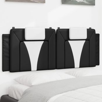 Cabecero De Cama | Panel De Cabecera | Decoración De Pared Acolchado Cuero Sintético Negro Blanco 120 Cm Cfw955154