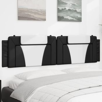 Cabecero De Cama | Panel De Cabecera | Decoración De Pared Acolchado Cuero Sintético Negro Blanco 200 Cm Cfw669670