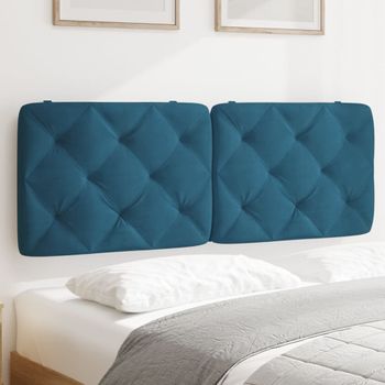 Cabecero De Cama | Panel De Cabecera | Decoración De Pared Acolchado Terciopelo Azul 120 Cm Cfw168024