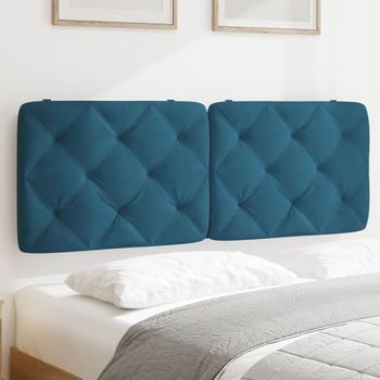 Cabecero De Cama | Panel De Cabecera | Decoración De Pared Acolchado Terciopelo Azul 140 Cm Cfw568917