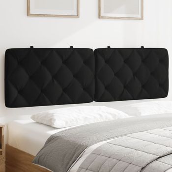 Cabecero De Cama | Panel De Cabecera | Decoración De Pared Acolchado Terciopelo Negro 160 Cm Cfw714269