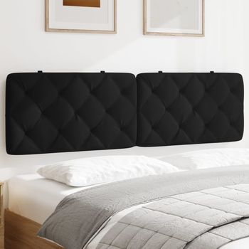 Cabecero De Cama | Panel De Cabecera | Decoración De Pared Acolchado Terciopelo Negro 180 Cm Cfw636057