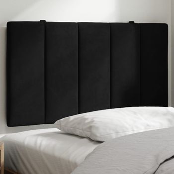 Cabecero De Cama | Panel De Cabecera | Decoración De Pared Acolchado Terciopelo Negro 90 Cm Cfw971618