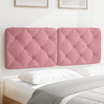 Cabecero De Cama | Panel De Cabecera | Decoración De Pared Acolchado Terciopelo Rosa 140 Cm Cfw598770