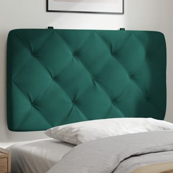 Cabecero De Cama | Panel De Cabecera | Decoración De Pared Acolchado Terciopelo Verde Oscuro 90 Cm Cfw669481