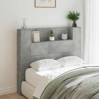 Cabecero De Cama | Panel De Cabecera Con Luz Led Gris Hormigón 120x16,5x103,5 Cm Cfw721612