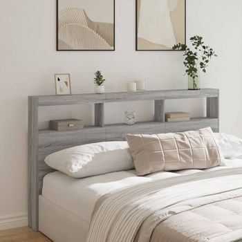 Cabecero De Cama | Panel De Cabecera Con Luz Led Gris Sonoma 180x17x102 Cm Cfw852411