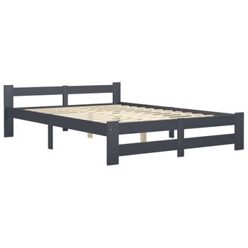 Estructura De Cama Madera Maciza De Pino Gris Oscuro 120x200 Cm